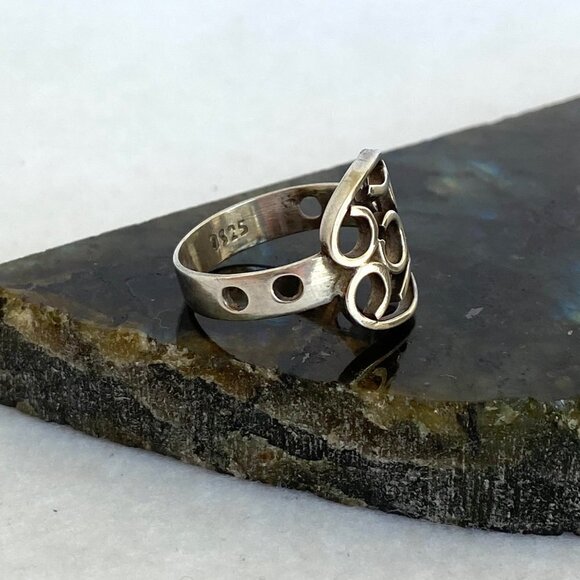 Sterling Silver 925 Mexico Modernist Geometric Scrolling Band Ring Sz 8.75 - Picture 5 of 16